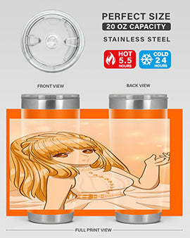 Beautiful and happy princess tumbler with long yellow hair design, showcasing a vibrant and cheerful anime character.