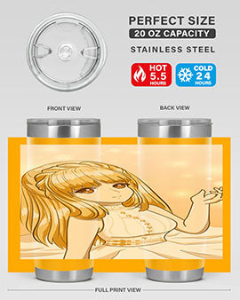 Beautiful and happy princess tumbler with long yellow hair design, showcasing a vibrant and cheerful anime character.