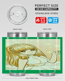 Beautiful and happy princess tumbler with long yellow hair design, showcasing a vibrant and cheerful anime character.
