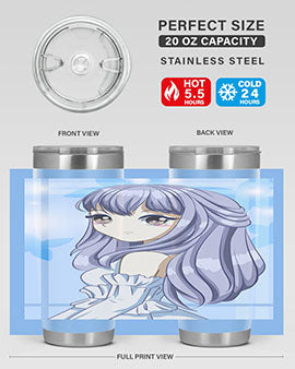 Beautiful and Pretty Princess Silver Hair Tumbler featuring a stunning design with double wall vacuum insulation for hot and cold beverages.
