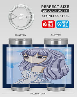 Beautiful and Pretty Princess Silver Hair Tumbler featuring a stunning design with double wall vacuum insulation for hot and cold beverages.