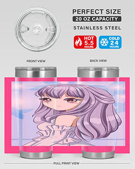 Beautiful and Pretty Princess Silver Hair Tumbler featuring a stunning design with double wall vacuum insulation for hot and cold beverages.