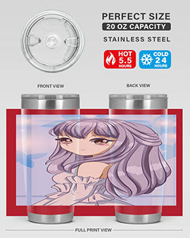 Beautiful and Pretty Princess Silver Hair Tumbler featuring a stunning design with double wall vacuum insulation for hot and cold beverages.