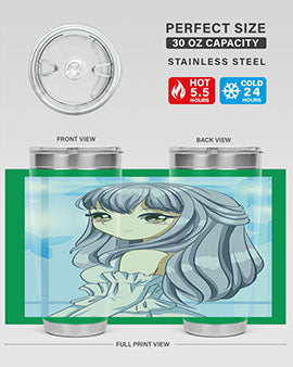 Beautiful and Pretty Princess Silver Hair Tumbler featuring a stunning design with double wall vacuum insulation for hot and cold beverages.