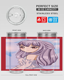 Beautiful and Pretty Princess Silver Hair Tumbler featuring a stunning design with double wall vacuum insulation for hot and cold beverages.