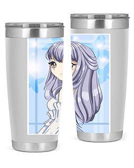 Beautiful and Pretty Princess Silver Hair Tumbler featuring a stunning design with double wall vacuum insulation for hot and cold beverages.