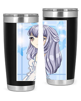Beautiful and Pretty Princess Silver Hair Tumbler featuring a stunning design with double wall vacuum insulation for hot and cold beverages.