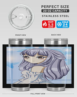 Beautiful and Pretty Princess Silver Hair Tumbler featuring a stunning design with double wall vacuum insulation for hot and cold beverages.