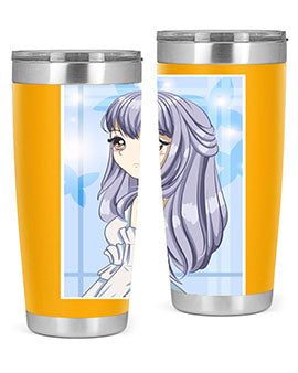 Beautiful and Pretty Princess Silver Hair Tumbler featuring a stunning design with double wall vacuum insulation for hot and cold beverages.
