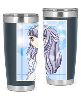 Beautiful and Pretty Princess Silver Hair Tumbler featuring a stunning design with double wall vacuum insulation for hot and cold beverages.