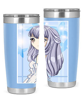 Beautiful and Pretty Princess Silver Hair Tumbler featuring a stunning design with double wall vacuum insulation for hot and cold beverages.