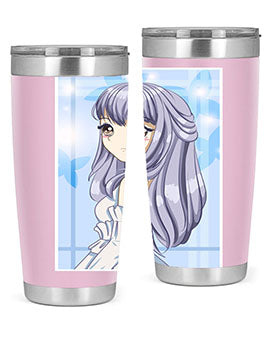 Beautiful and Pretty Princess Silver Hair Tumbler featuring a stunning design with double wall vacuum insulation for hot and cold beverages.