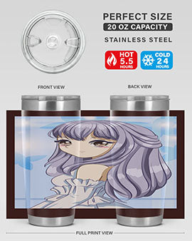 Beautiful and Pretty Princess Silver Hair Tumbler featuring a stunning design with double wall vacuum insulation for hot and cold beverages.