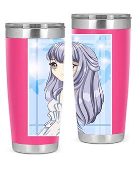 Beautiful and Pretty Princess Silver Hair Tumbler featuring a stunning design with double wall vacuum insulation for hot and cold beverages.
