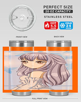 Beautiful and Pretty Princess Silver Hair Tumbler featuring a stunning design with double wall vacuum insulation for hot and cold beverages.