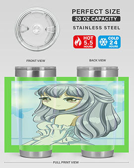 Beautiful and Pretty Princess Silver Hair Tumbler featuring a stunning design with double wall vacuum insulation for hot and cold beverages.