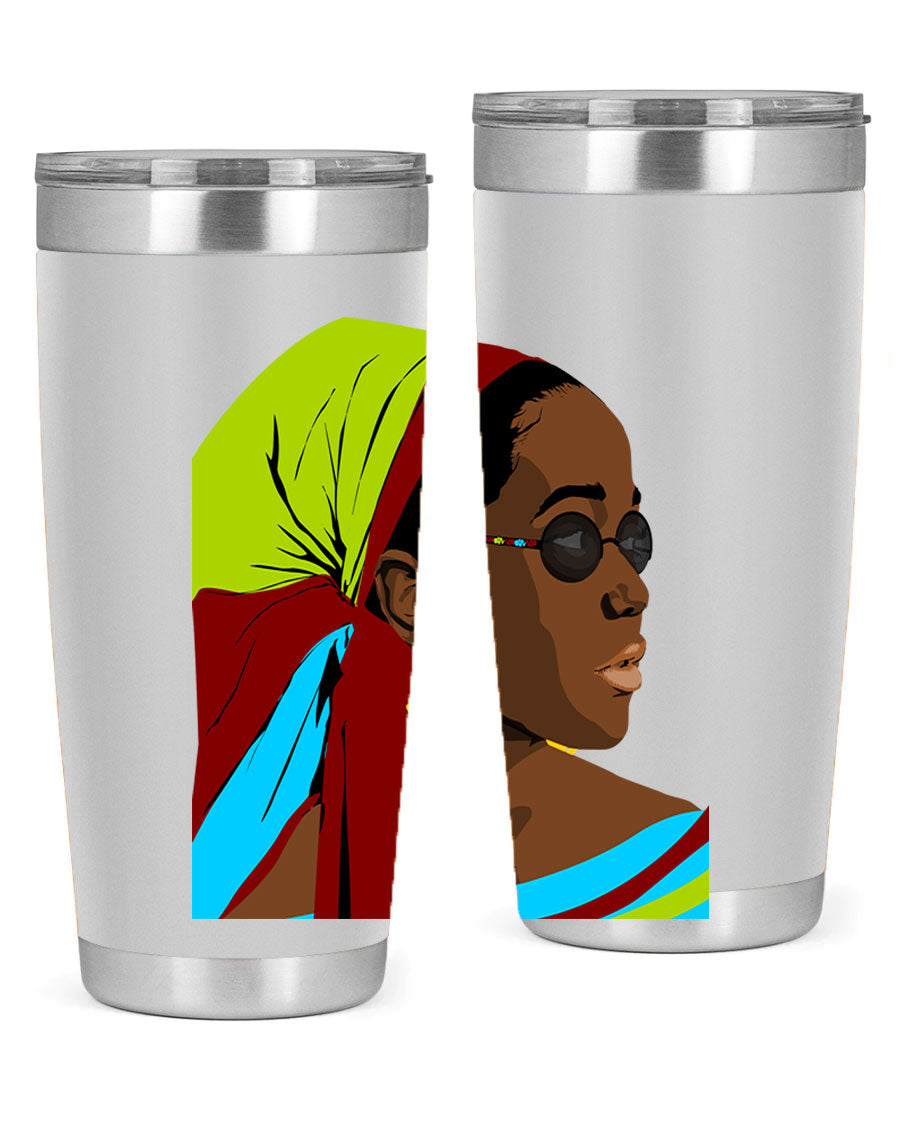 Beautiful black woman 61# tumbler in 20oz and 30oz sizes, showcasing a stylish design with double wall vacuum insulation.