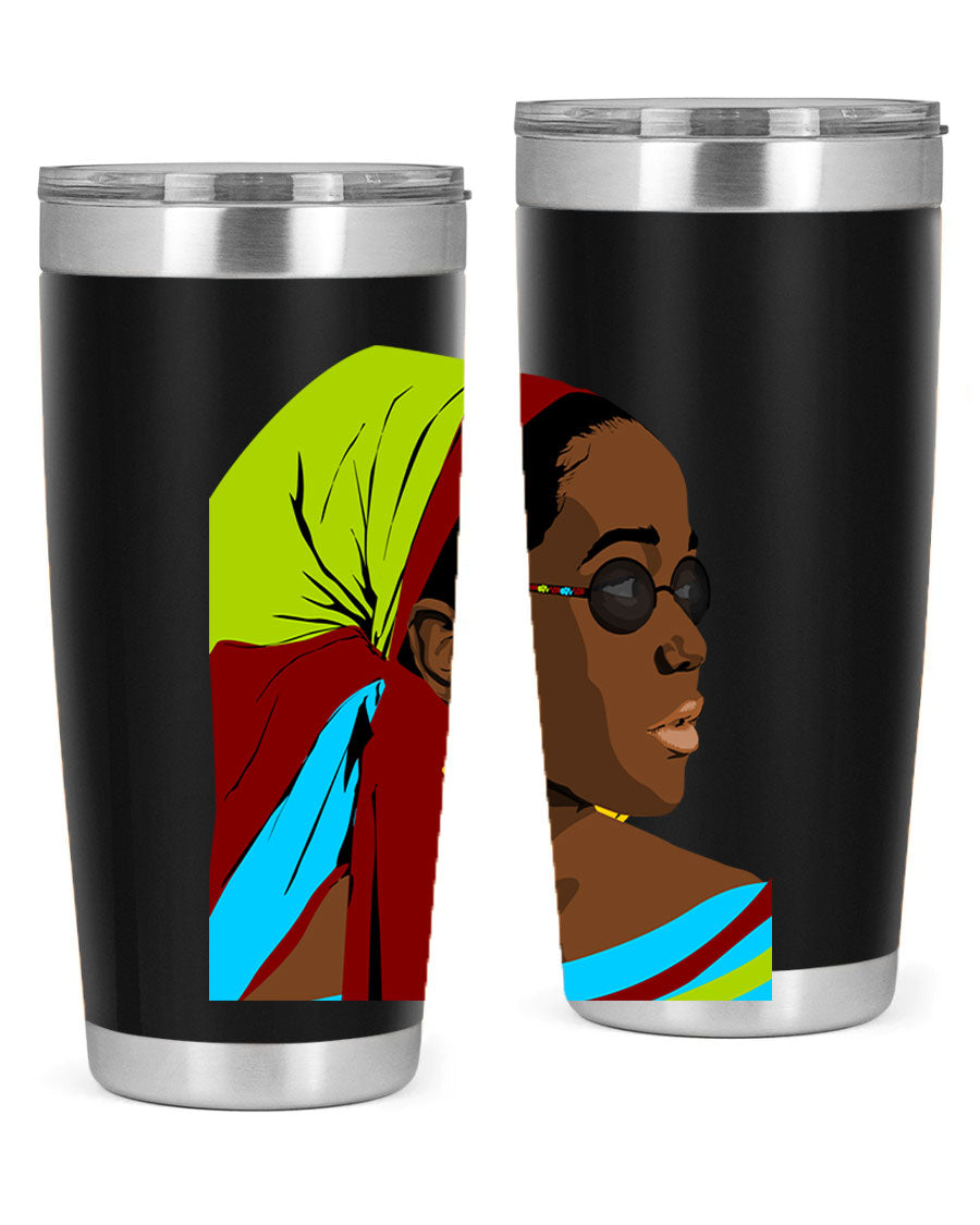 Beautiful black woman 61# tumbler in 20oz and 30oz sizes, showcasing a stylish design with double wall vacuum insulation.