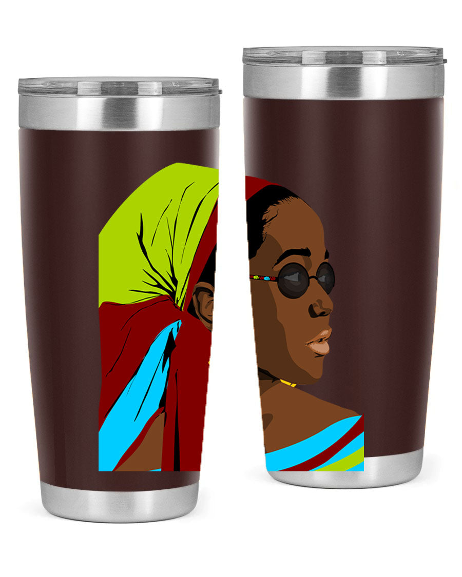 Beautiful black woman 61# tumbler in 20oz and 30oz sizes, showcasing a stylish design with double wall vacuum insulation.
