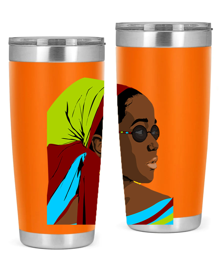 Beautiful black woman 61# tumbler in 20oz and 30oz sizes, showcasing a stylish design with double wall vacuum insulation.