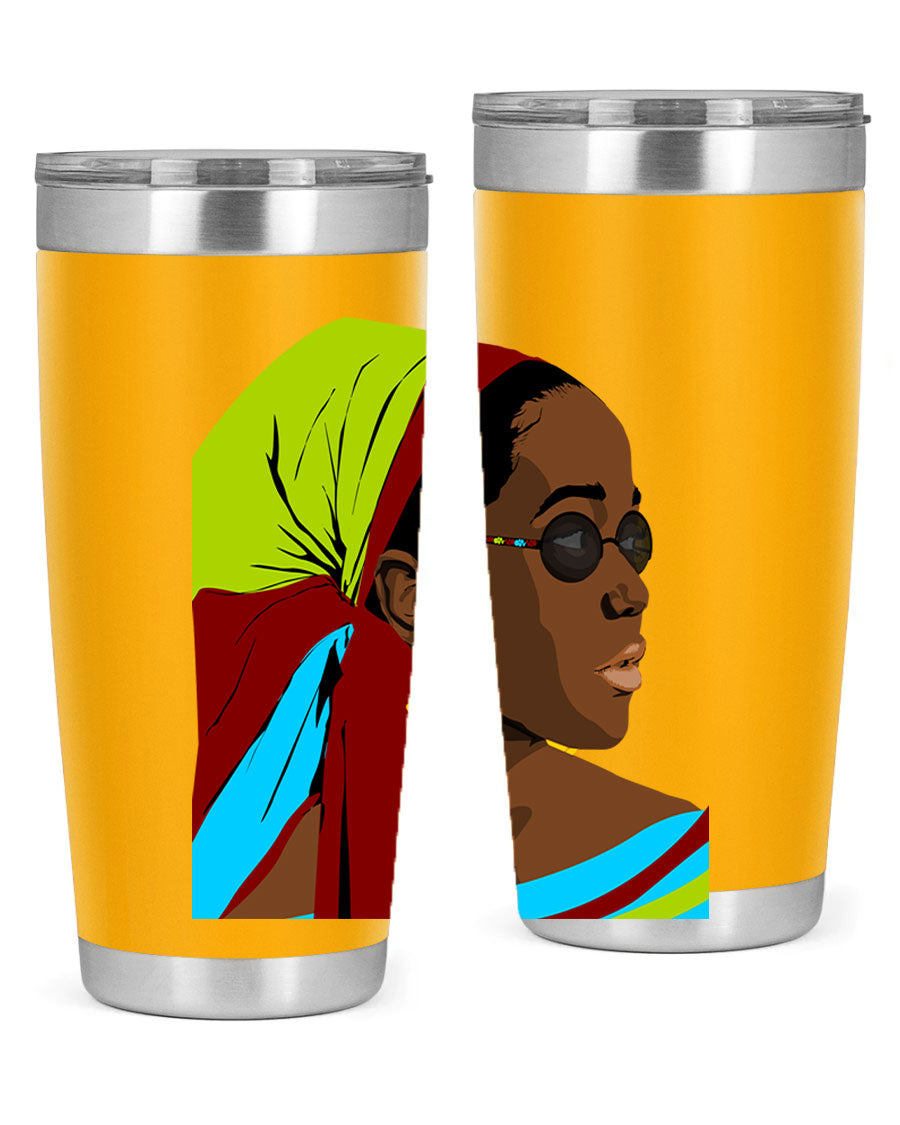 Beautiful black woman 61# tumbler in 20oz and 30oz sizes, showcasing a stylish design with double wall vacuum insulation.