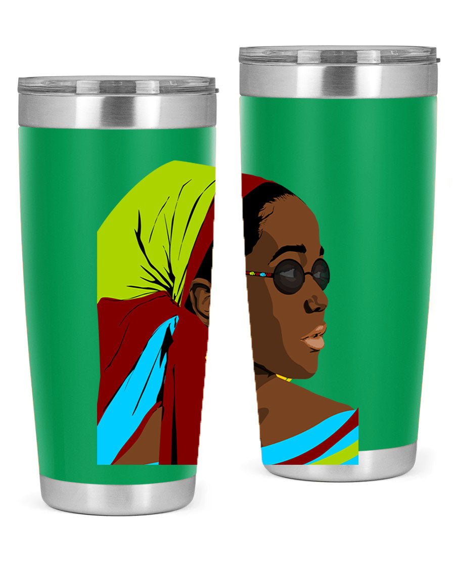 Beautiful black woman 61# tumbler in 20oz and 30oz sizes, showcasing a stylish design with double wall vacuum insulation.