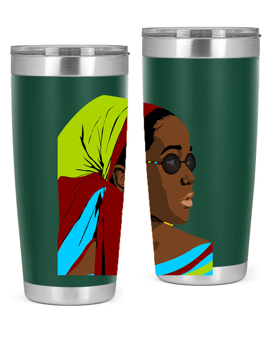 Beautiful black woman 61# tumbler in 20oz and 30oz sizes, showcasing a stylish design with double wall vacuum insulation.