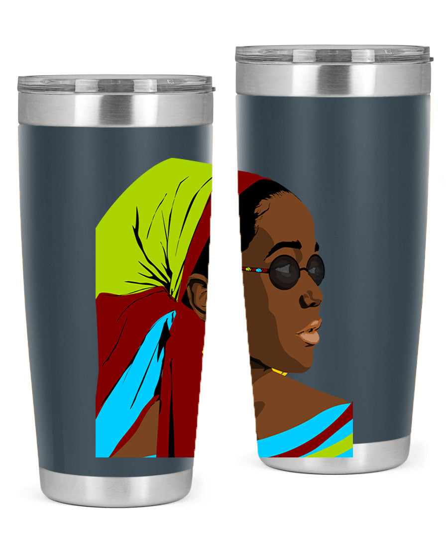 Beautiful black woman 61# tumbler in 20oz and 30oz sizes, showcasing a stylish design with double wall vacuum insulation.