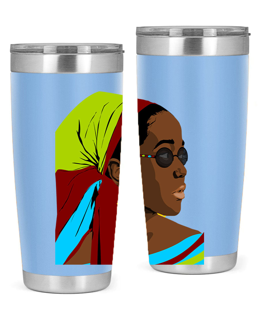 Beautiful black woman 61# tumbler in 20oz and 30oz sizes, showcasing a stylish design with double wall vacuum insulation.