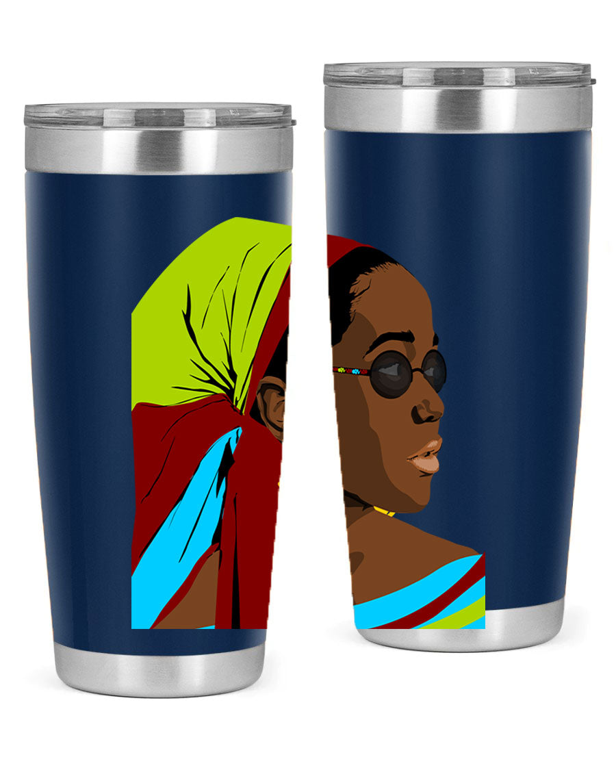 Beautiful black woman 61# tumbler in 20oz and 30oz sizes, showcasing a stylish design with double wall vacuum insulation.