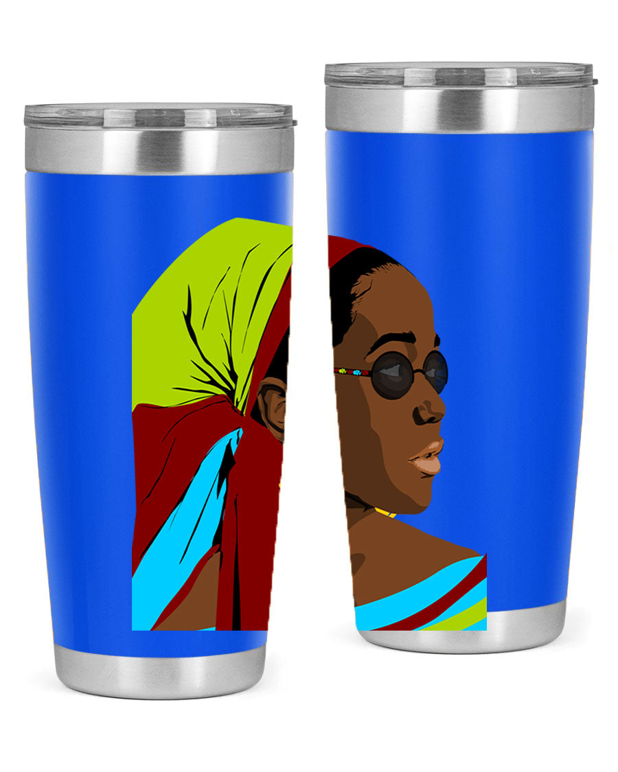 Beautiful black woman 61# tumbler in 20oz and 30oz sizes, showcasing a stylish design with double wall vacuum insulation.