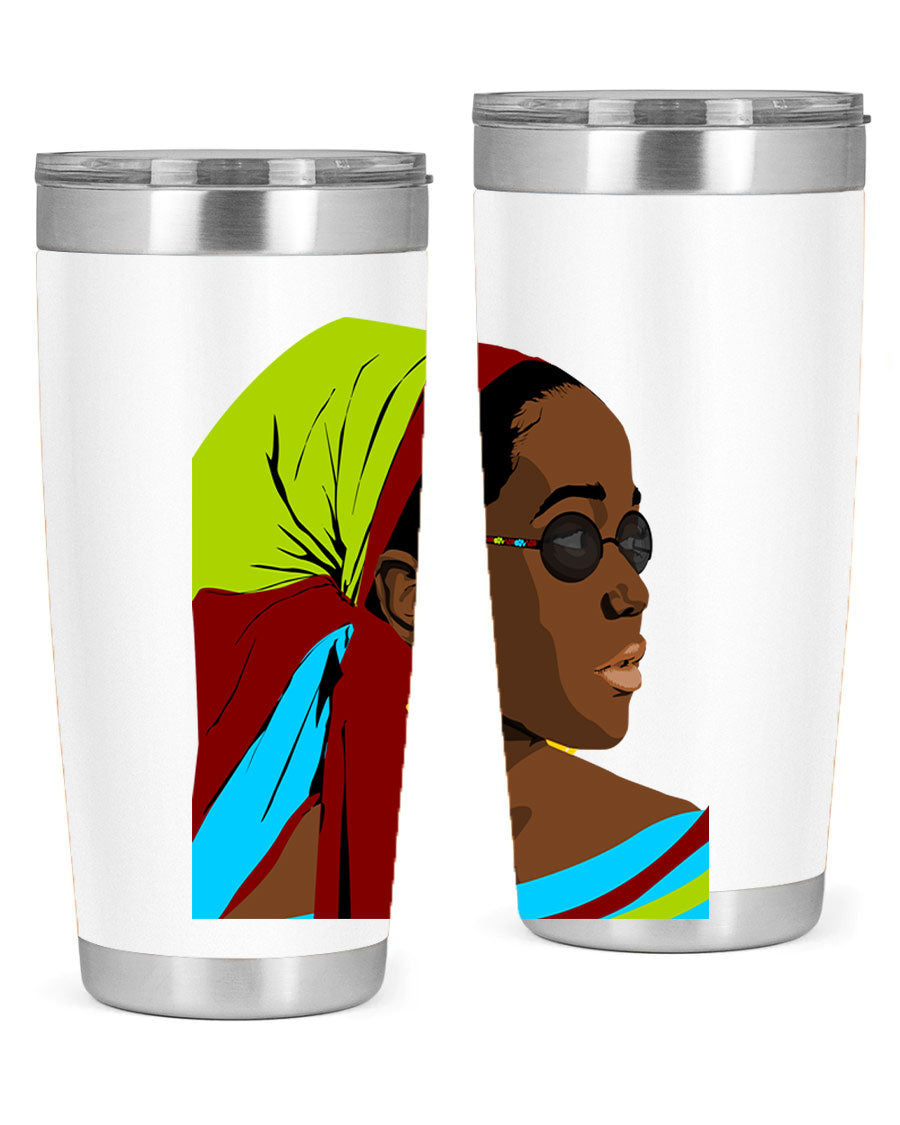 Beautiful black woman 61# tumbler in 20oz and 30oz sizes, showcasing a stylish design with double wall vacuum insulation.