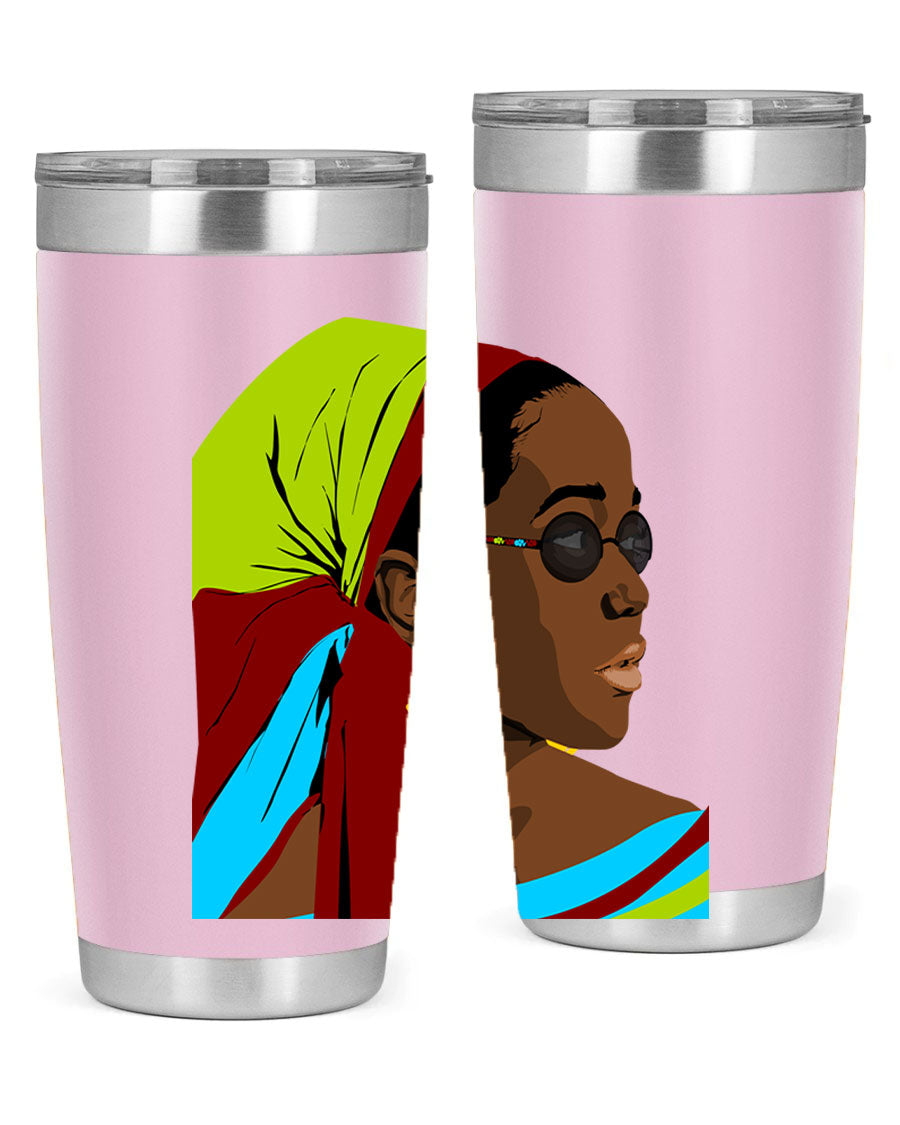 Beautiful black woman 61# tumbler in 20oz and 30oz sizes, showcasing a stylish design with double wall vacuum insulation.
