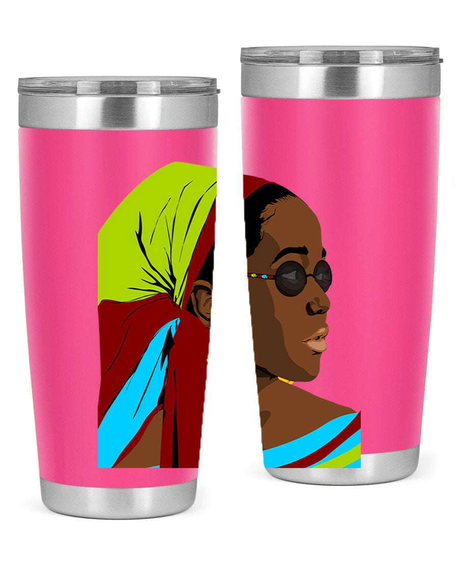 Beautiful black woman 61# tumbler in 20oz and 30oz sizes, showcasing a stylish design with double wall vacuum insulation.