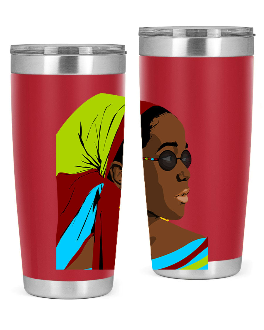 Beautiful black woman 61# tumbler in 20oz and 30oz sizes, showcasing a stylish design with double wall vacuum insulation.