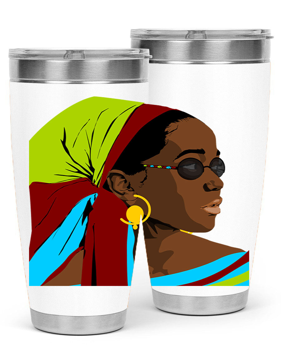 Beautiful black woman 61# tumbler in 20oz and 30oz sizes, showcasing a stylish design with double wall vacuum insulation.