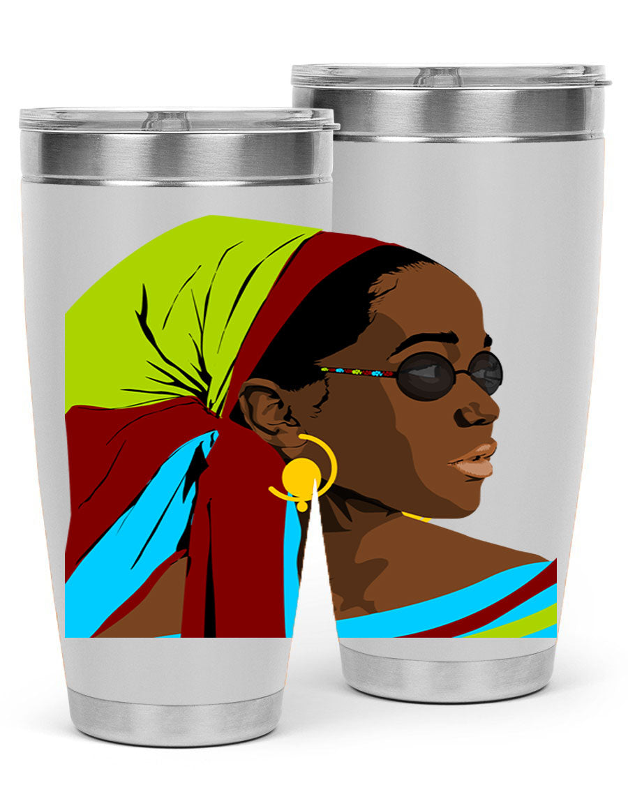 Beautiful black woman 61# tumbler in 20oz and 30oz sizes, showcasing a stylish design with double wall vacuum insulation.