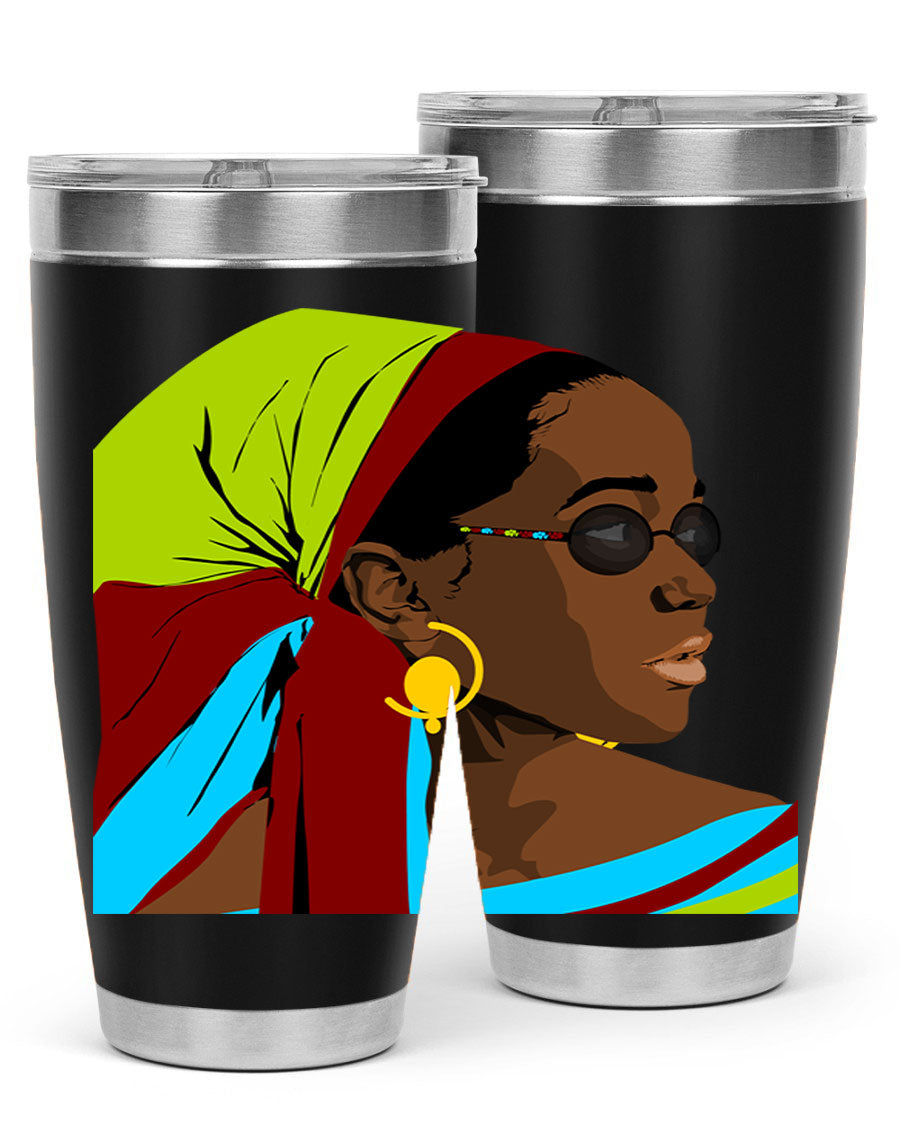 Beautiful black woman 61# tumbler in 20oz and 30oz sizes, showcasing a stylish design with double wall vacuum insulation.