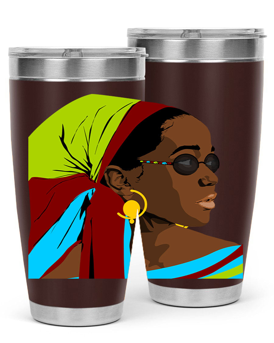 Beautiful black woman 61# tumbler in 20oz and 30oz sizes, showcasing a stylish design with double wall vacuum insulation.