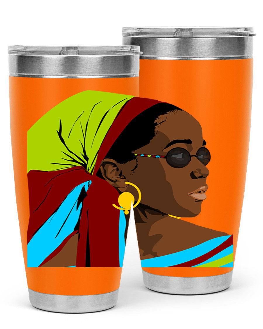 Beautiful black woman 61# tumbler in 20oz and 30oz sizes, showcasing a stylish design with double wall vacuum insulation.