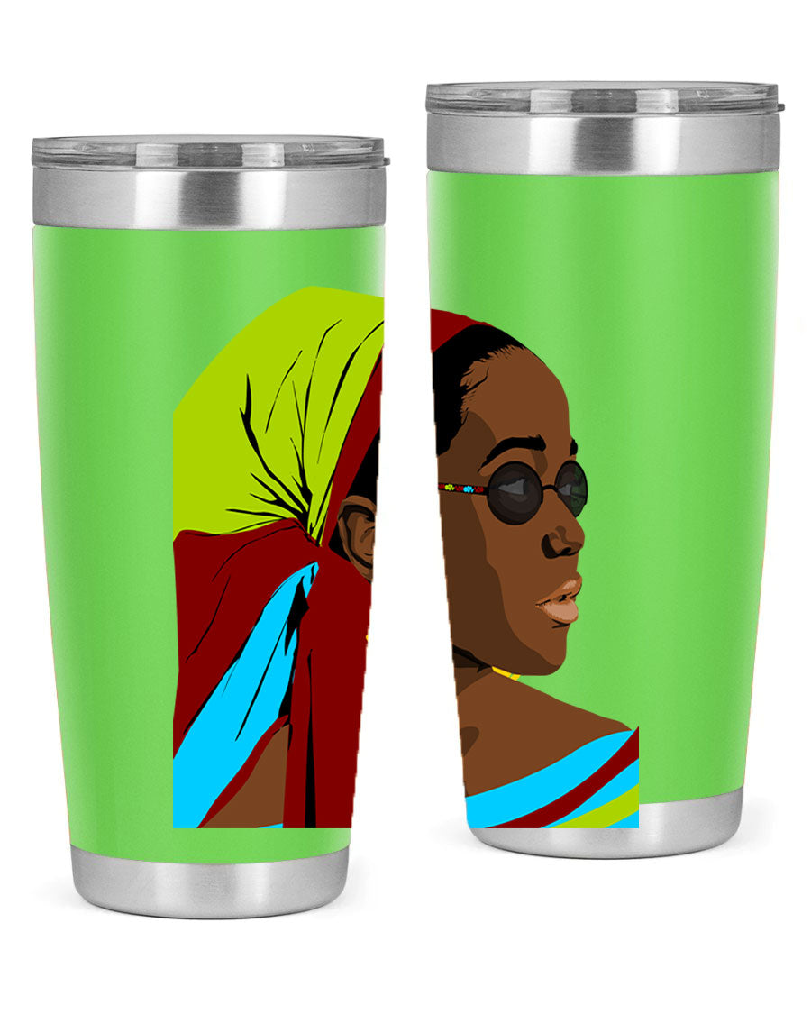 Beautiful black woman 61# tumbler in 20oz and 30oz sizes, showcasing a stylish design with double wall vacuum insulation.