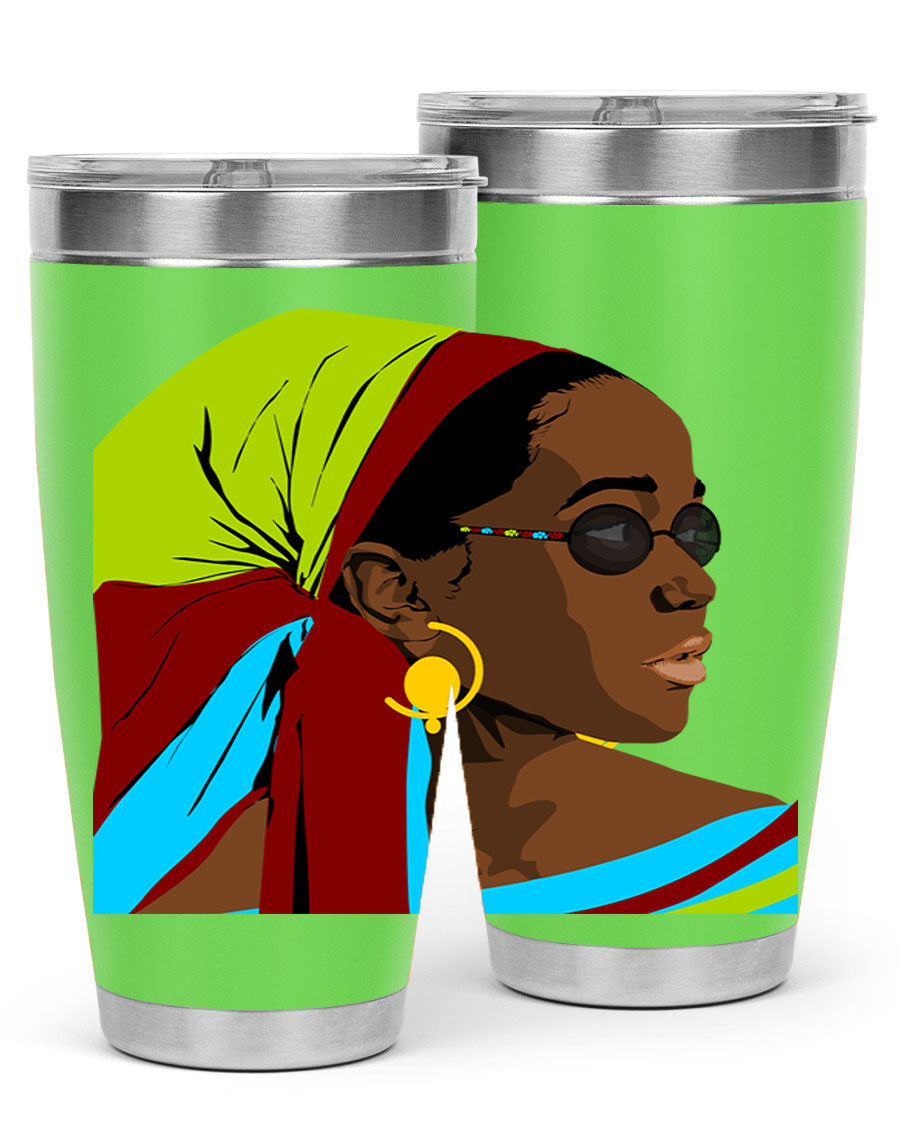 Beautiful black woman 61# tumbler in 20oz and 30oz sizes, showcasing a stylish design with double wall vacuum insulation.