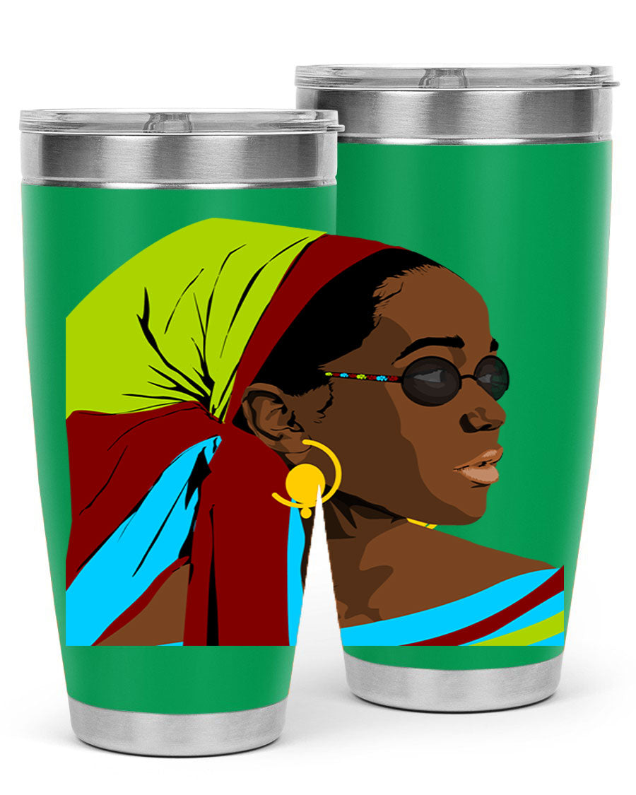 Beautiful black woman 61# tumbler in 20oz and 30oz sizes, showcasing a stylish design with double wall vacuum insulation.