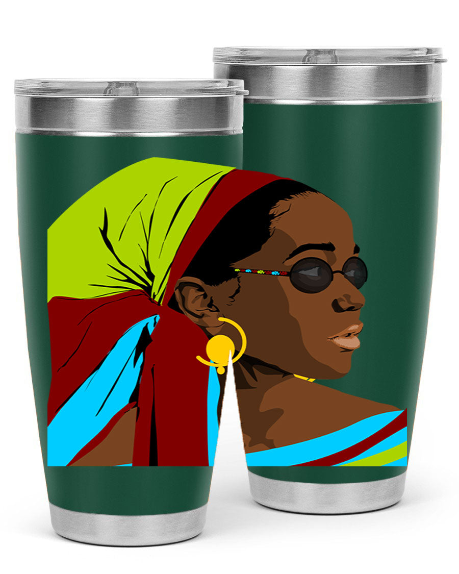 Beautiful black woman 61# tumbler in 20oz and 30oz sizes, showcasing a stylish design with double wall vacuum insulation.