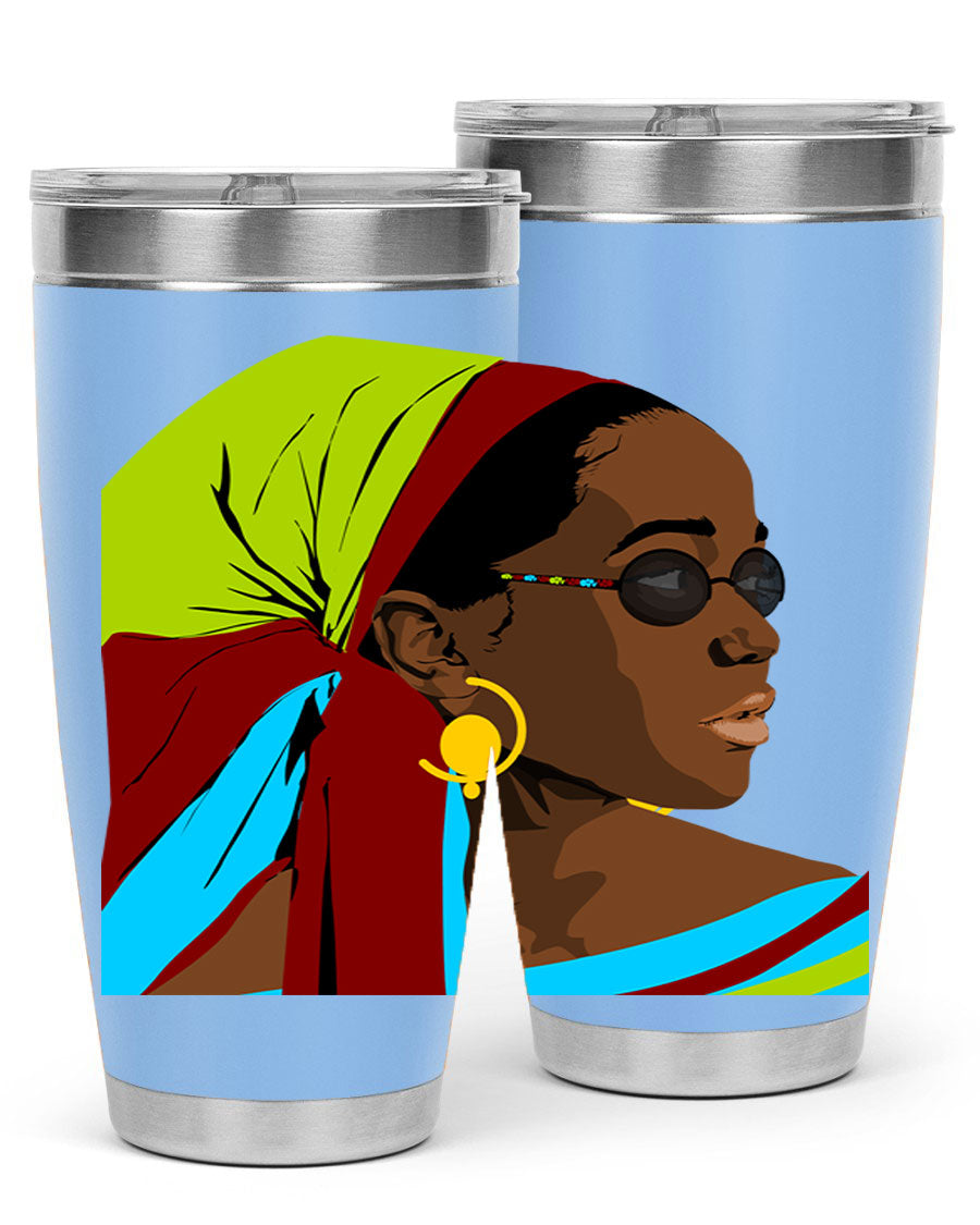 Beautiful black woman 61# tumbler in 20oz and 30oz sizes, showcasing a stylish design with double wall vacuum insulation.