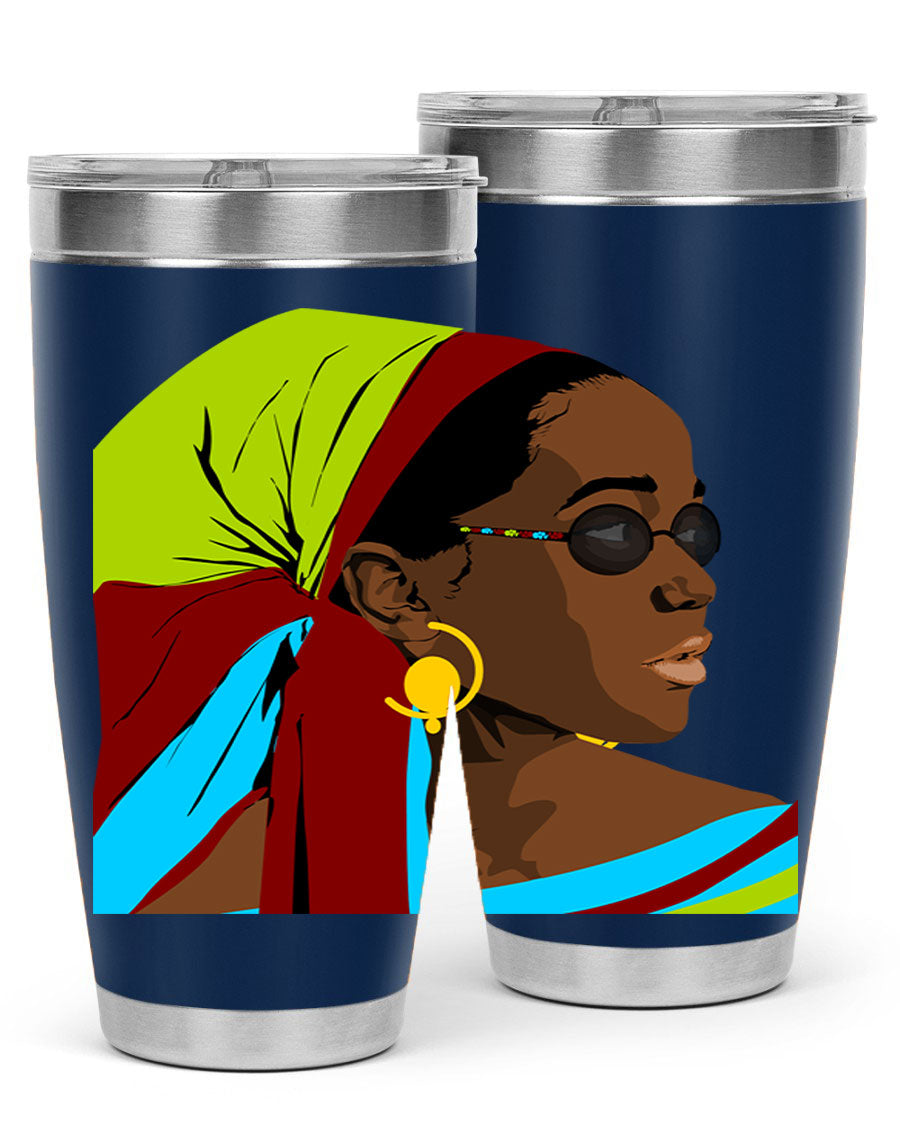 Beautiful black woman 61# tumbler in 20oz and 30oz sizes, showcasing a stylish design with double wall vacuum insulation.