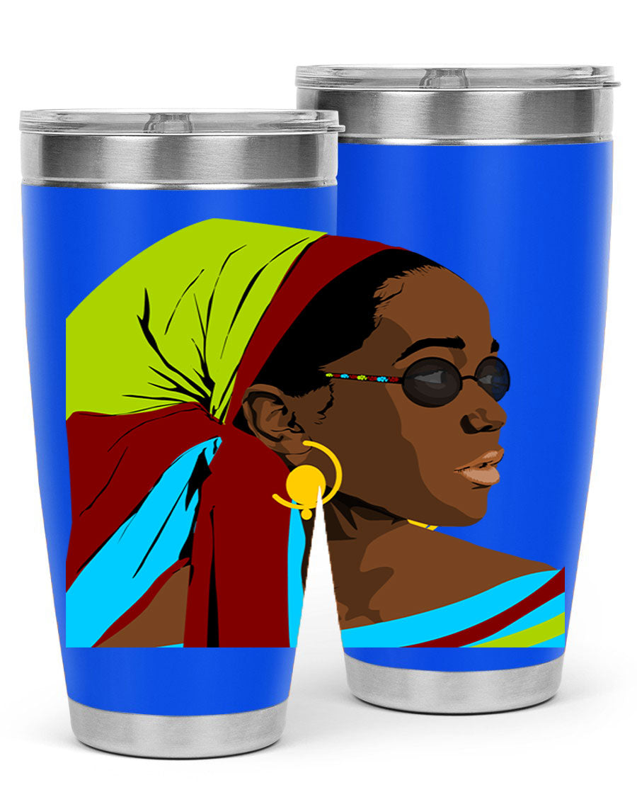 Beautiful black woman 61# tumbler in 20oz and 30oz sizes, showcasing a stylish design with double wall vacuum insulation.