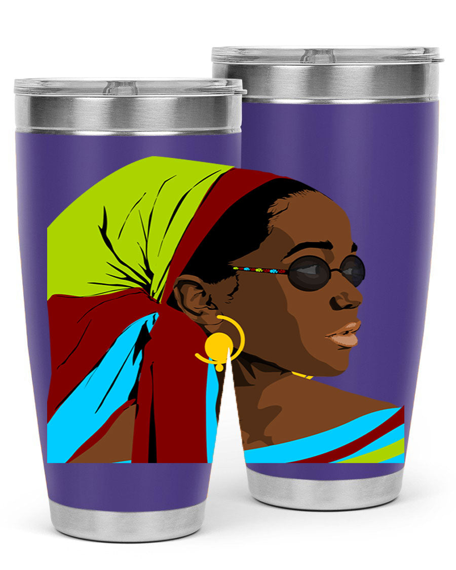 Beautiful black woman 61# tumbler in 20oz and 30oz sizes, showcasing a stylish design with double wall vacuum insulation.