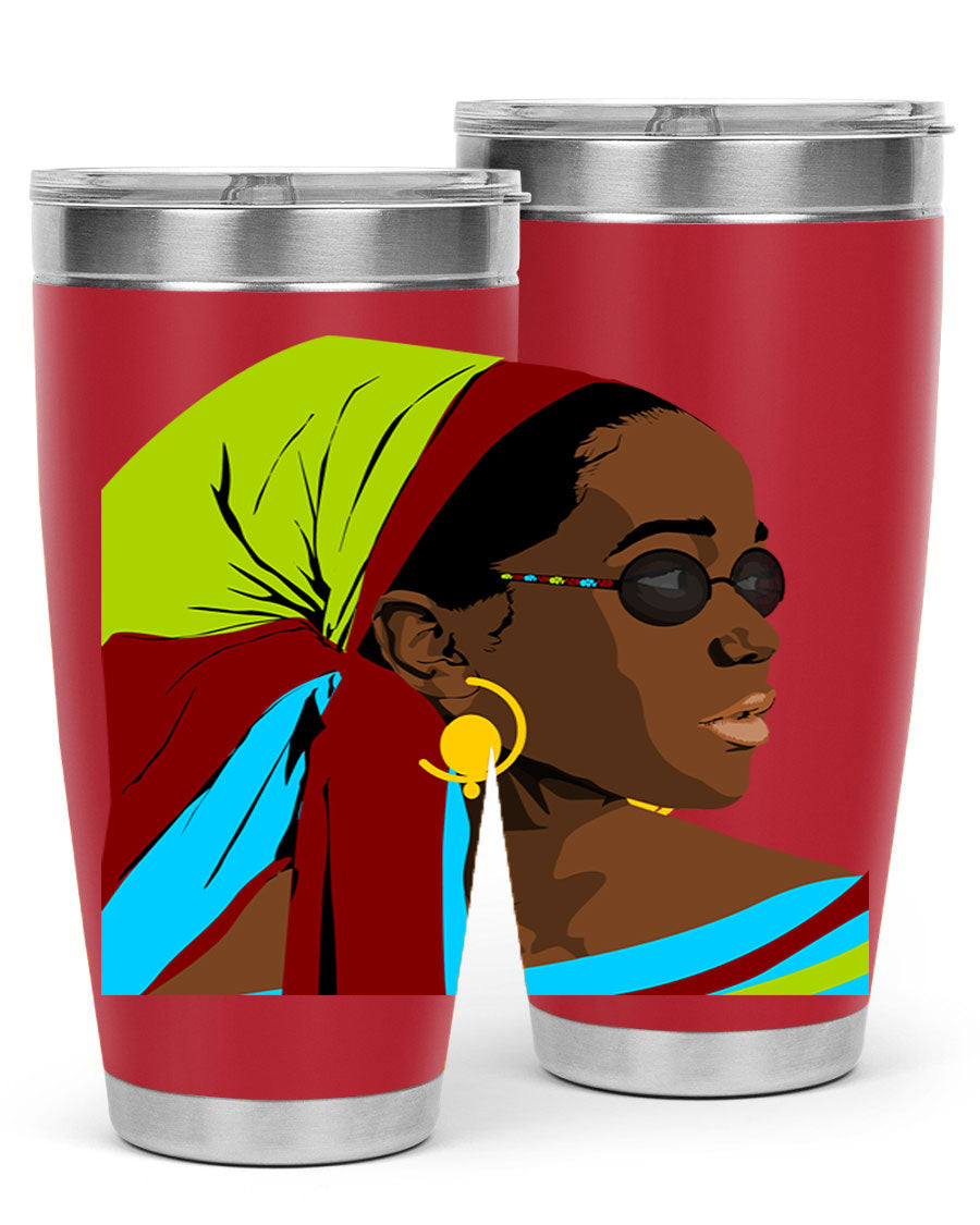 Beautiful black woman 61# tumbler in 20oz and 30oz sizes, showcasing a stylish design with double wall vacuum insulation.
