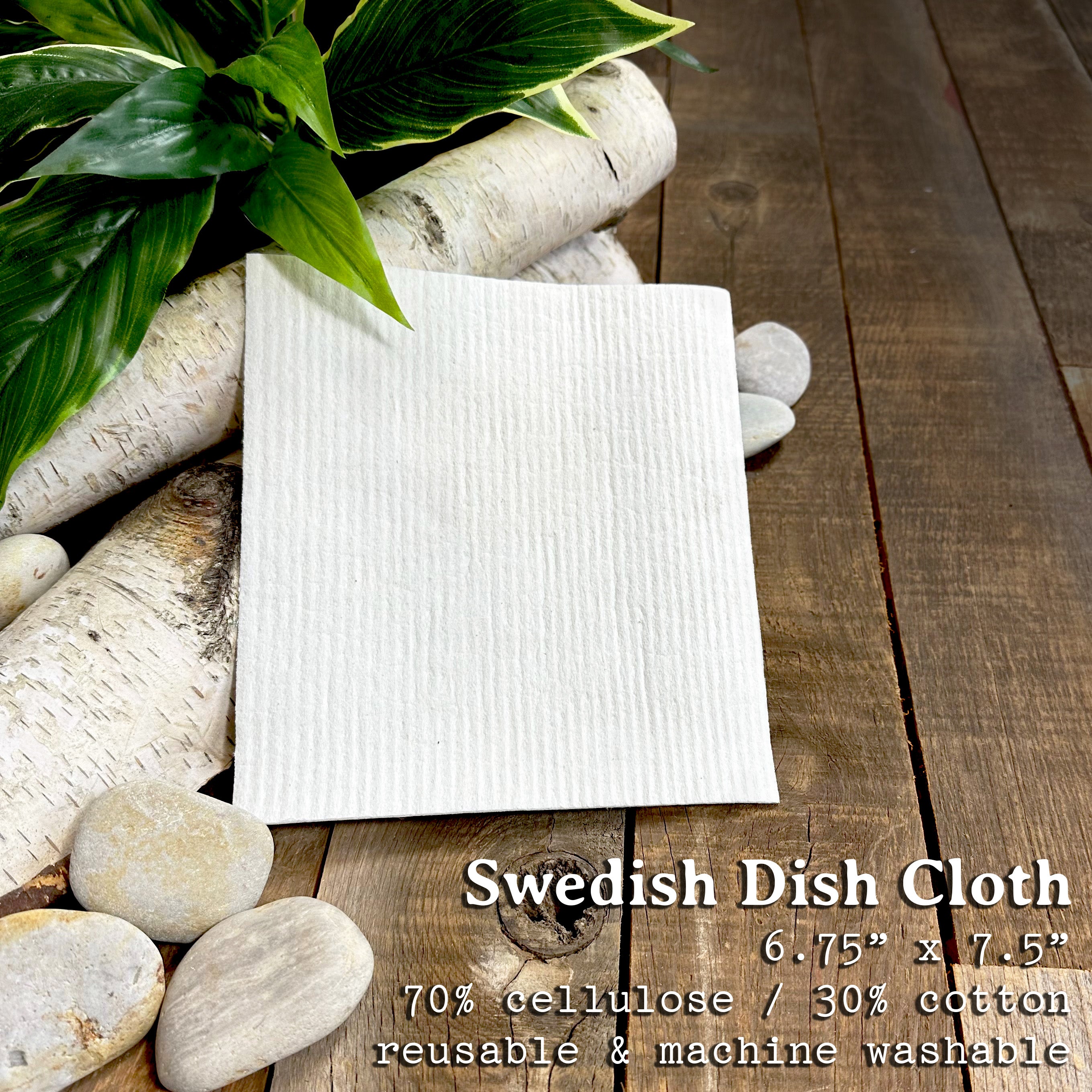 Two Swedish dish cloths with beautiful designs, eco-friendly and compostable, perfect for sustainable cleaning.